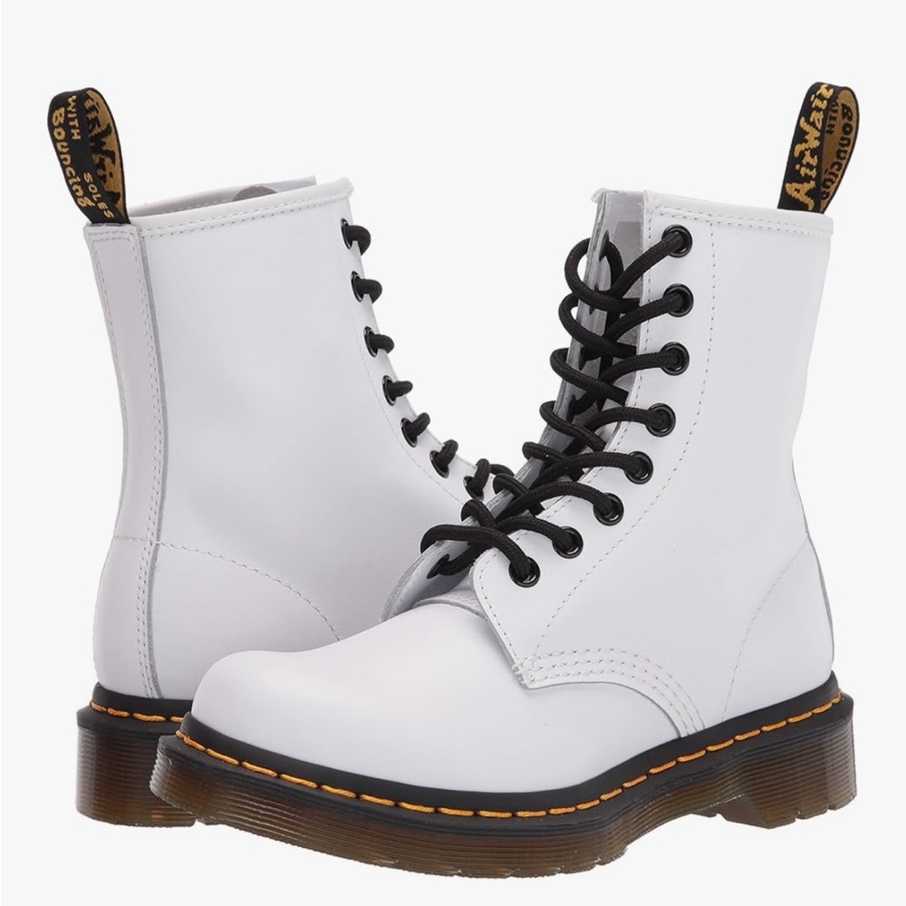 Dr. Martens Classic White Boots with Black Laces